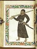 Javanese warrior with musket and swords