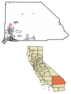 Location in San Bernardino County and the state of California