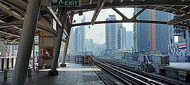 View of Sathorn Central Business District from Wongwian Yai station.