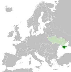 Crimea in 1942 (Dark green) – Within Reichskommissariat Ukraine (light green)