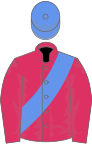 Cherry, cornflower blue sash and cap