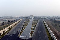 The view of the entrance of the Park from the observation deck of the Triumphal Arch