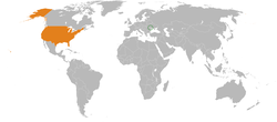 Map indicating locations of Transnistria and United States