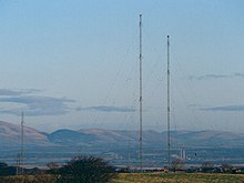 The four masts at the Westerglen transmitting station