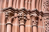 Gothic capitals at a portal of Marienkirche Gelnhausen (Gelnhausen, Germany)