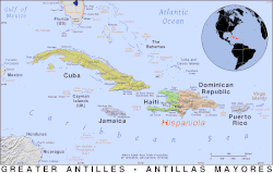 Map of the Greater Antilles