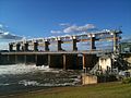 Yarrawonga Weir on the Murray River forms Lake Mulwala, 2010