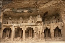 Intact and defaced Gwalior fort Jain Tirthankaras statues