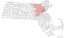 Location in Middlesex County in Massachusetts