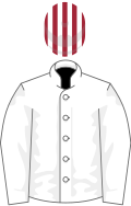 White, maroon striped cap