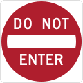 "No entry" signs are often placed at the exit ends of one-way streets (US)