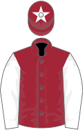 Maroon, white sleeves, maroon cap, white star