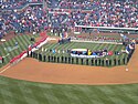 The 2011 Phillies on the field at Citizens Bank Park on Opening Day