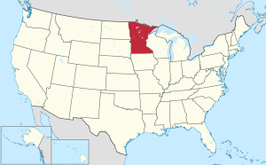 Map of the United States highlighting Minnesota