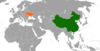 Location map for China and Ukraine.