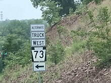 PA 73 Alternate Truck at its eastern terminus.