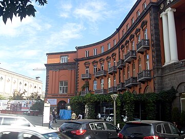 The view of the hotel overlooking the Aznavour square