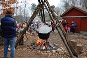 Maple sugar being prepared at a maple sugar festival