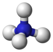 Ball-and-stick model of the ammonium cation