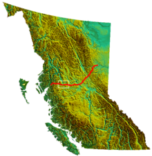 Coastal GasLink route. Wetʼsuwetʼen territory is in the white square