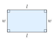 A rectangle with length and width labelled