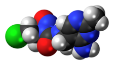 Space-filling model of the nimustine molecule