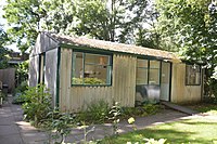 Example of asbestos cement siding and lining on a post-war temporary house in Yardley, Birmingham. Nearly 40,000 of these structures were built between 1946 and 1949 to house families