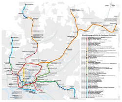 Map showing the network development