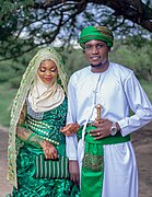 A Tanzanian Muslim couple at their wedding.