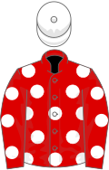 Red, white spots, white cap