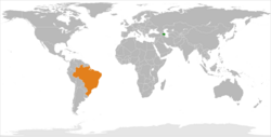 Map indicating locations of Azerbaijan and Brazil