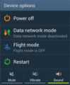 Image 17"Device options" menu of Samsung Mobile's TouchWiz user interface as of 2013, accessed by holding the power button for a second (from Smartphone)