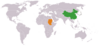 Location map for China and Sudan.