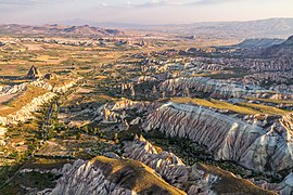 Central Anatolia Region: Cappadocia is well known for its unique rock homes and volcanic terrain.[310]