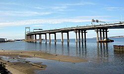 The Throgs Neck Bridge as seen from Little Bay in Beechhurst