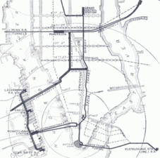 The original Hudson and Manhattan Railroad plan. Local usage eventually led both the terminal and the H&M station to be known as Exchange Place