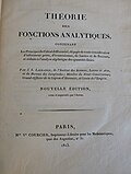 Title page to "Theorie des fonctions analytiques"