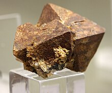 A sample of the mineral xenotime at the Mineralogical Museum, Bonn, Germany