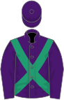 Purple, emerald green cross belts