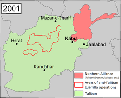 The Islamic Emirate in 2001, in green