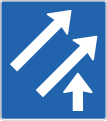 Sign showing number of lanes on road to be entered