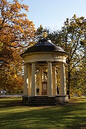 Greek Revival columns of the Johannes Kepler Monuments, Regensburg, Germany, inspired by those of the Temple of the Delians in Delos, designed by Emanuel Herigoyen and sculpted by Philipp Jakob Scheffauer and Johann Heinrich Dannecker, 1808