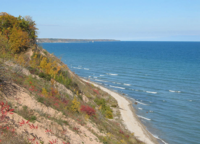 A view of Lake Michigan from bluffs in this county park