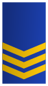 three gold chevrons on a blue background