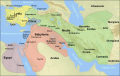 Kingdom of Lydia (1200-546 BC), Neo-Babylonian Empire (626-539 BC), Twenty-sixth Dynasty of Egypt (664-525 BC) and Median Empire (678-549 BC) in 600 BC.