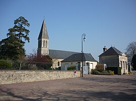 The church and town hall in Saint-Vaast-sur-Seulles