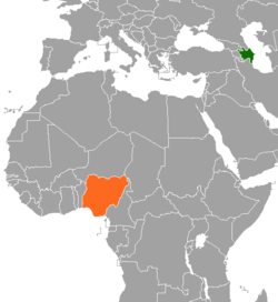 Map indicating locations of Azerbaijan and Nigeria