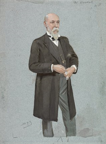 Caricature of William Woodall, MP for Hanley at the time of the county plan. The drawing is by the artist Leslie Ward and was drawn for the magazine Vanity Fair in 1896