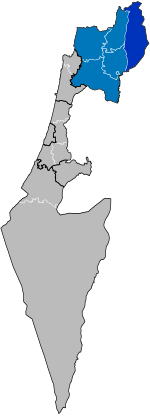 Northern District in blue, with Golan Subdistrict in dark blue