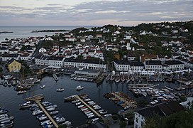 Looking inland past the harbour